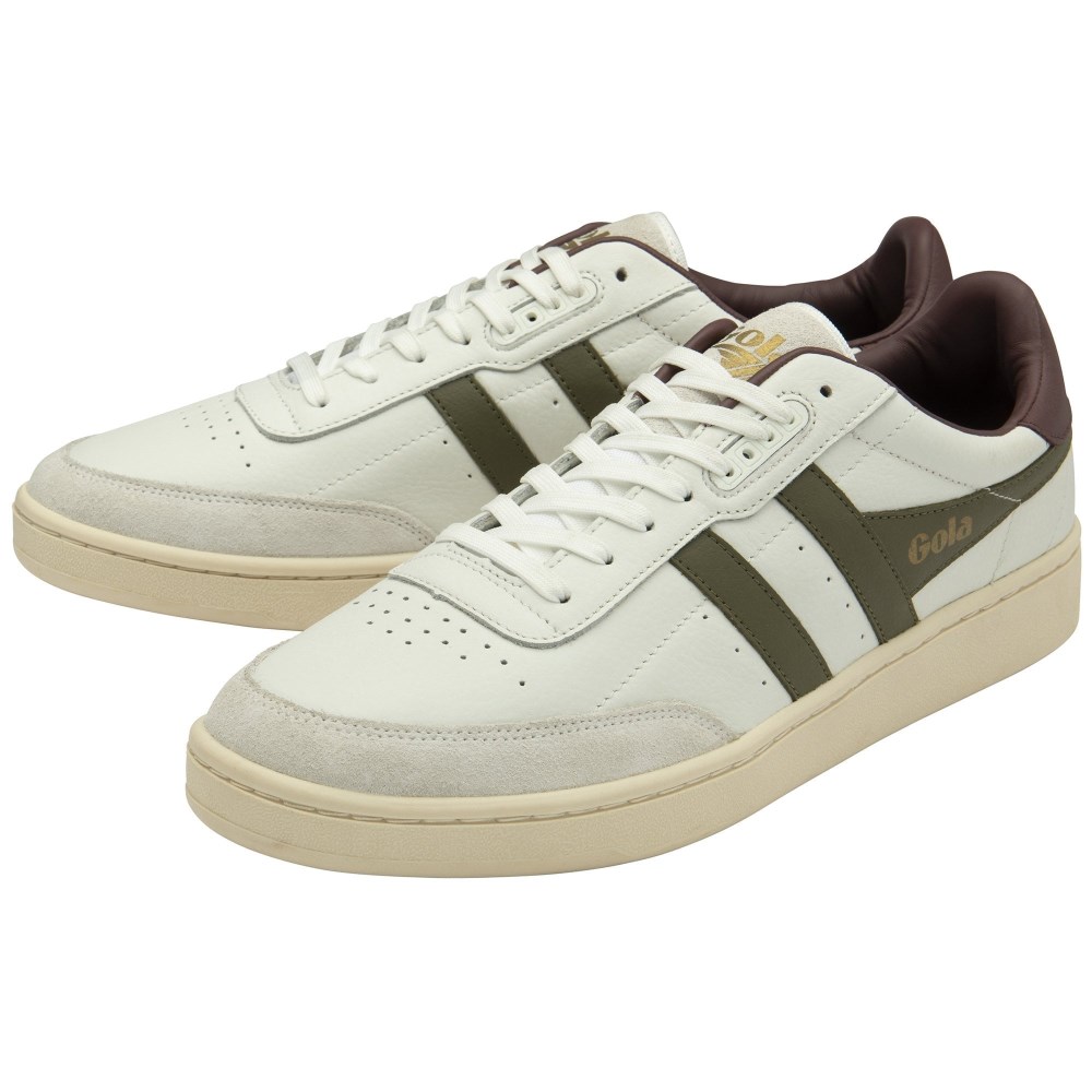 Gola Classics Men's Contact Leather Sneakers - White/Khaki/Burgundy