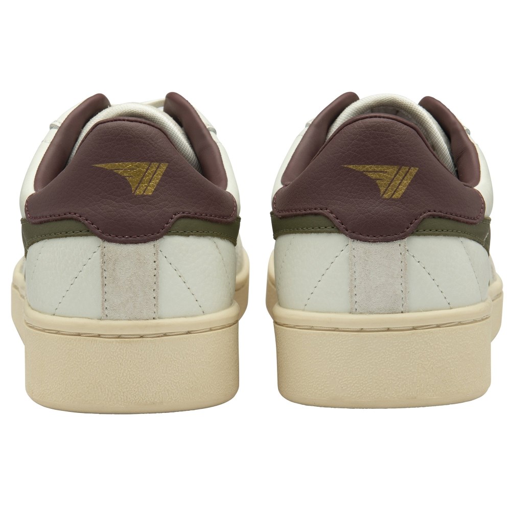 Gola Classics Men's Contact Leather Sneakers - White/Khaki/Burgundy