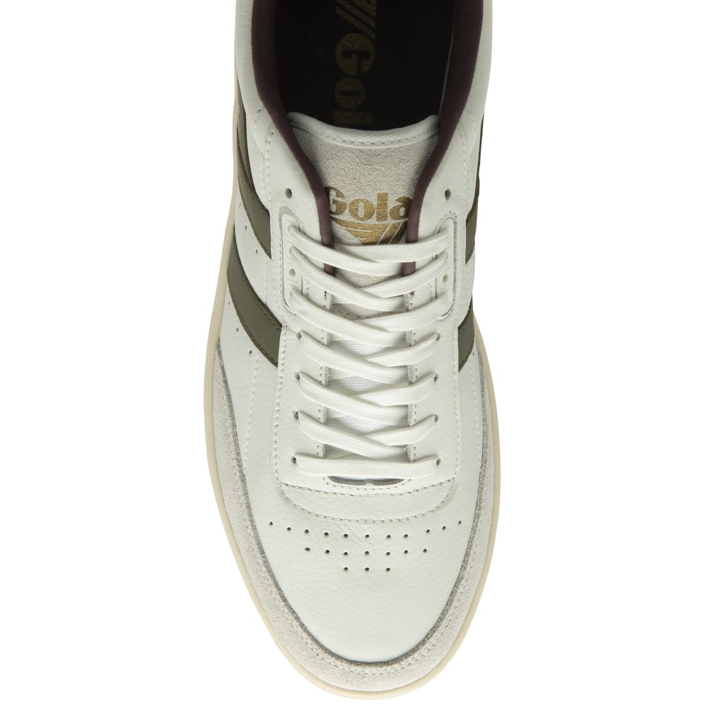 Gola Classics Men's Contact Leather Sneakers - White/Khaki/Burgundy