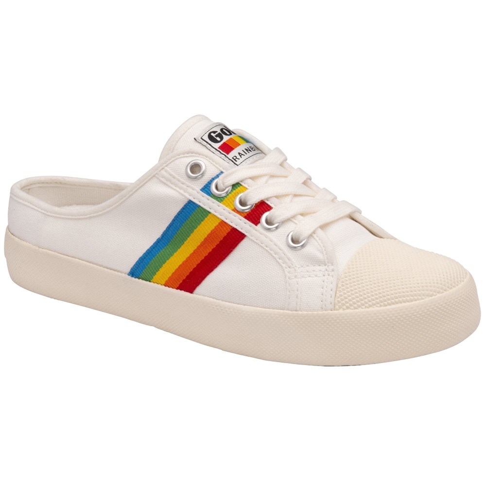 Vegan Gola Classics Women's Coaster Rainbow Mule Plimsolls - Off White/Multi