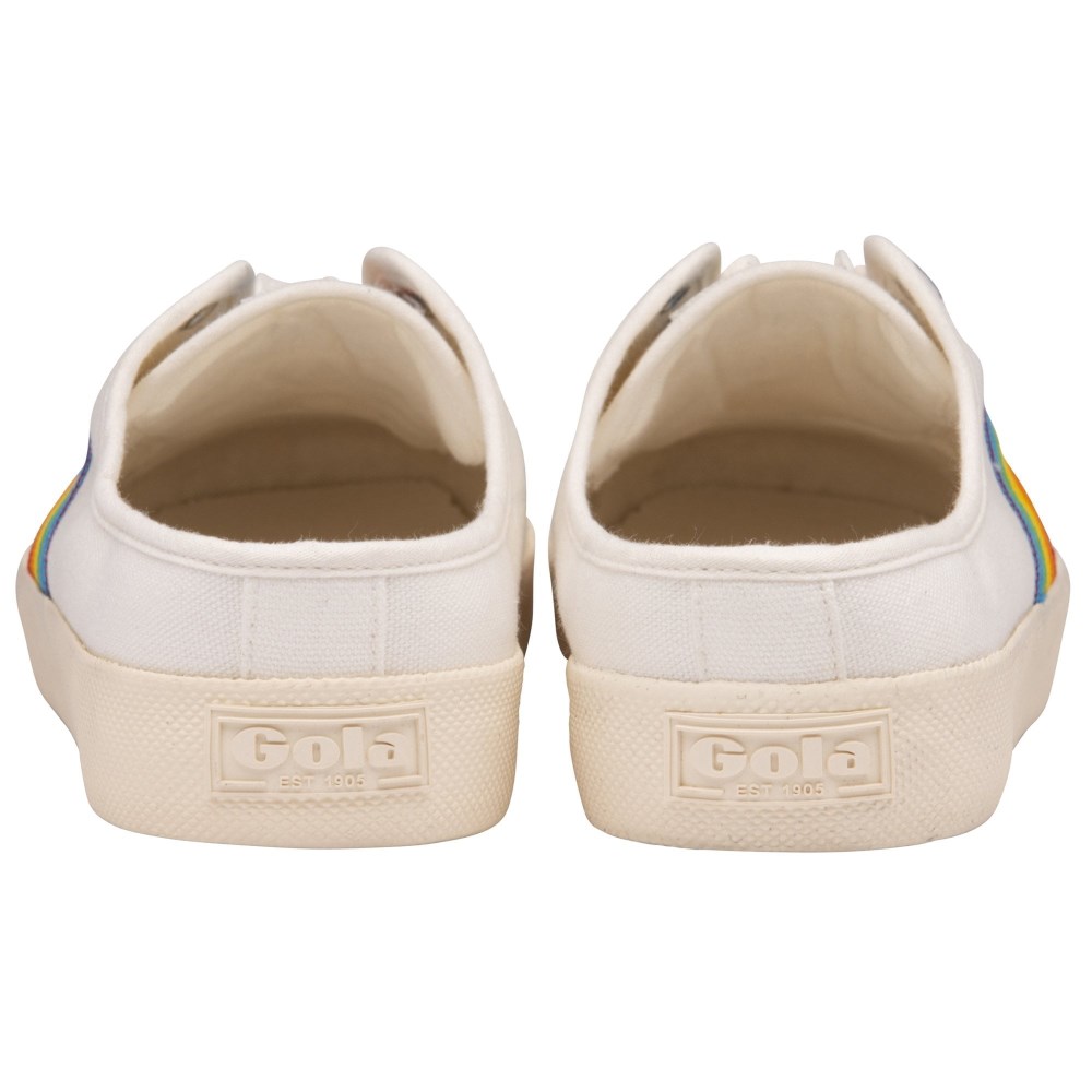 Vegan Gola Classics Women's Coaster Rainbow Mule Plimsolls - Off White/Multi