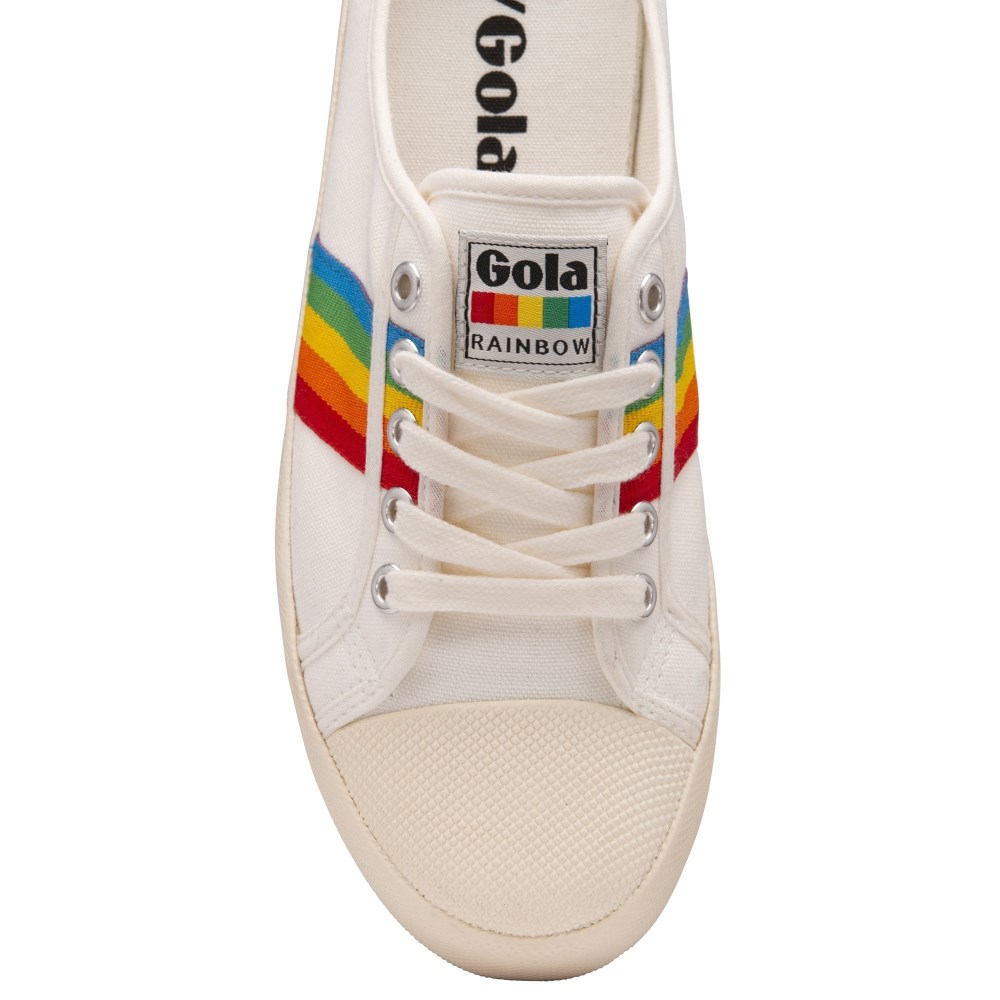 Vegan Gola Classics Women's Coaster Rainbow Mule Plimsolls - Off White/Multi