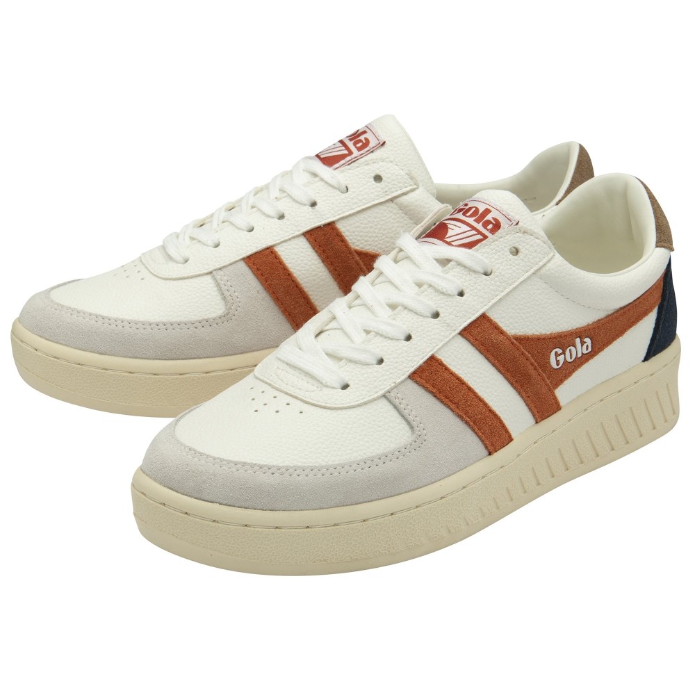 Gola Classics Men's Grandslam Trident Sneakers - White/Moody Orange/Tobacco