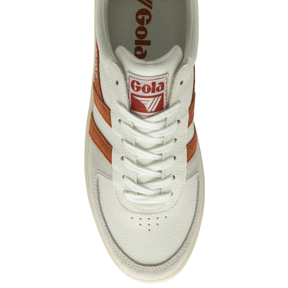 Gola Classics Men's Grandslam Trident Sneakers - White/Moody Orange/Tobacco