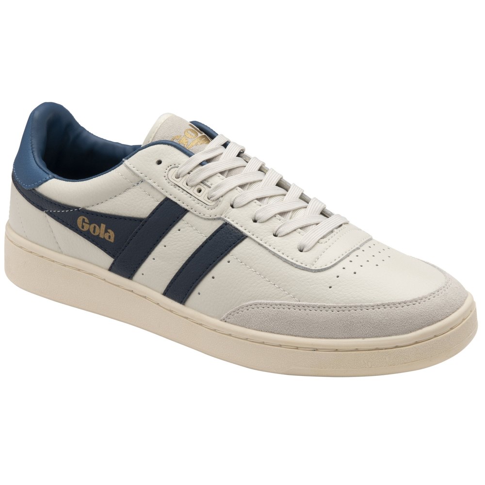 Gola Classics Men's Contact Leather Sneakers - Off White/Navy/Marine Blue