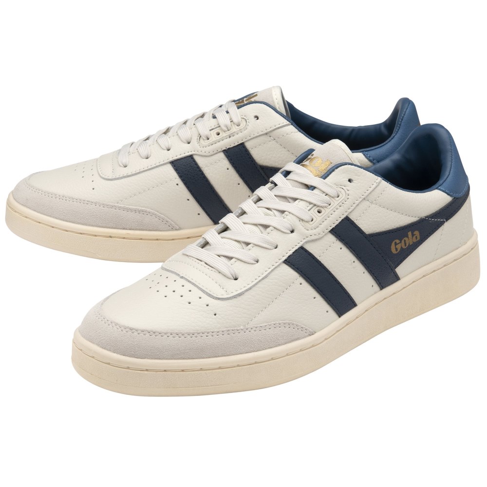 Gola Classics Men's Contact Leather Sneakers - Off White/Navy/Marine Blue