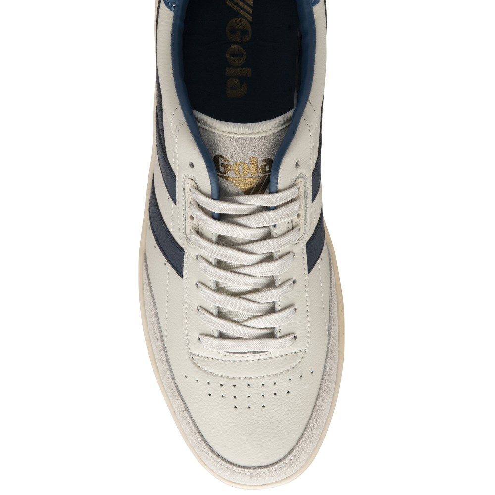 Gola Classics Men's Contact Leather Sneakers - Off White/Navy/Marine Blue