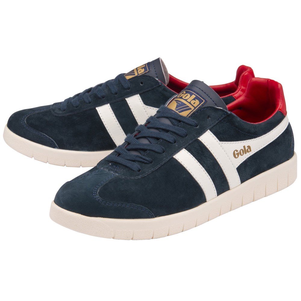 Gola Classics Men's Hurricane Suede Sneakers - Navy/Off White/Deep Red