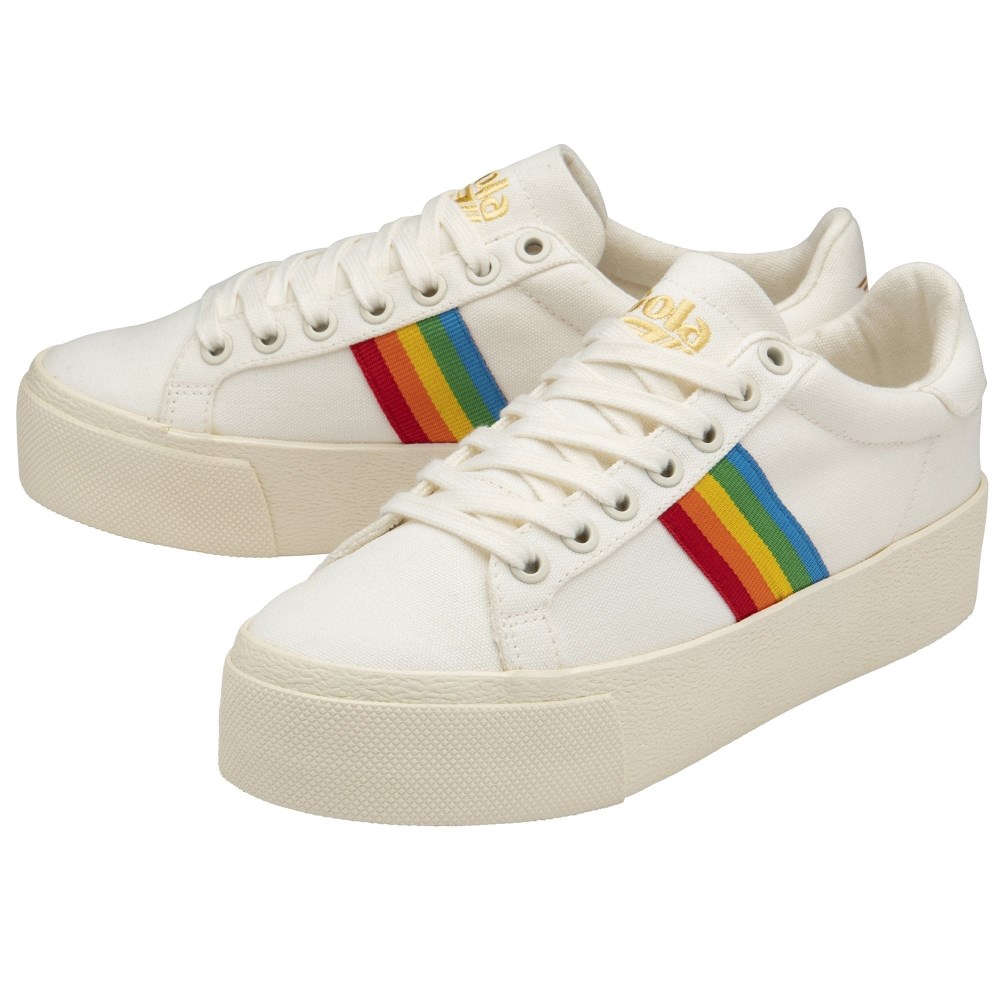 Vegan Gola Classics Women's Orchid Platform Rainbow - Off White/Multi