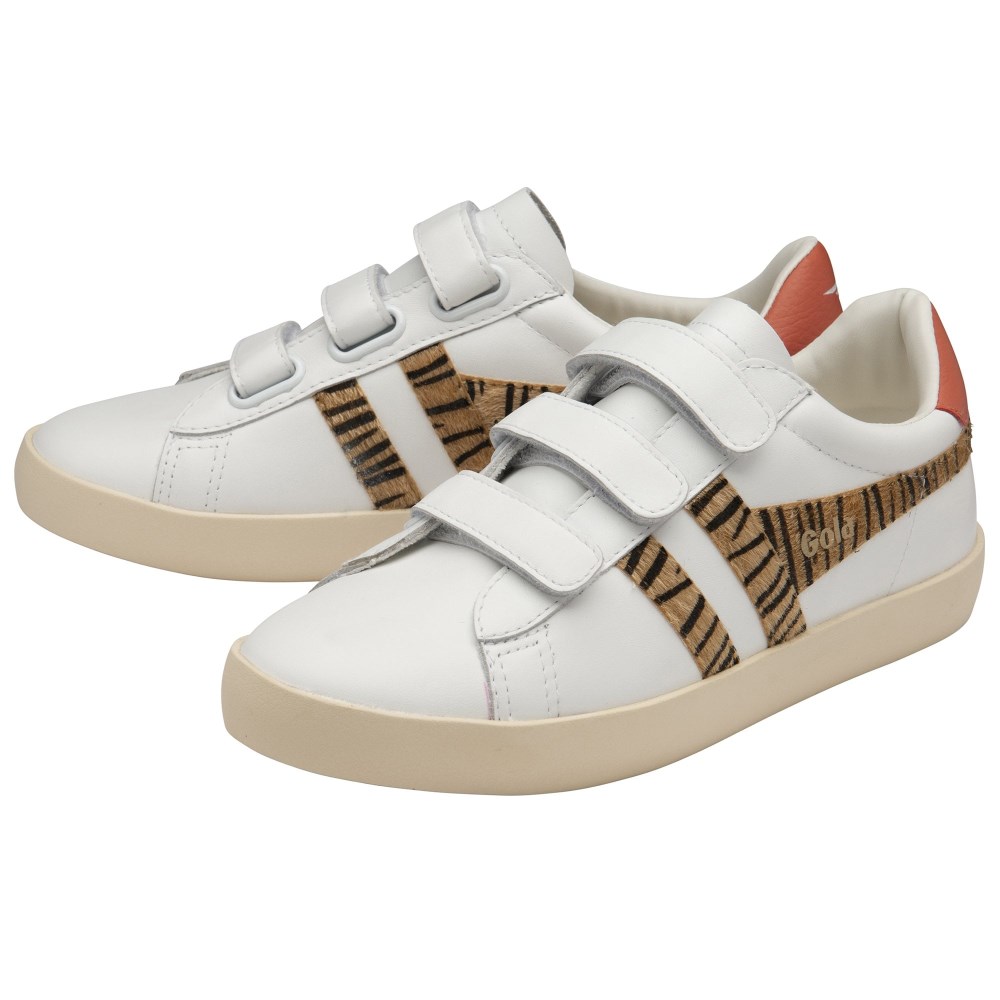 Gola Classics Women's Nova Strap Safari Sneakers - White/Tiger/Hot Coral