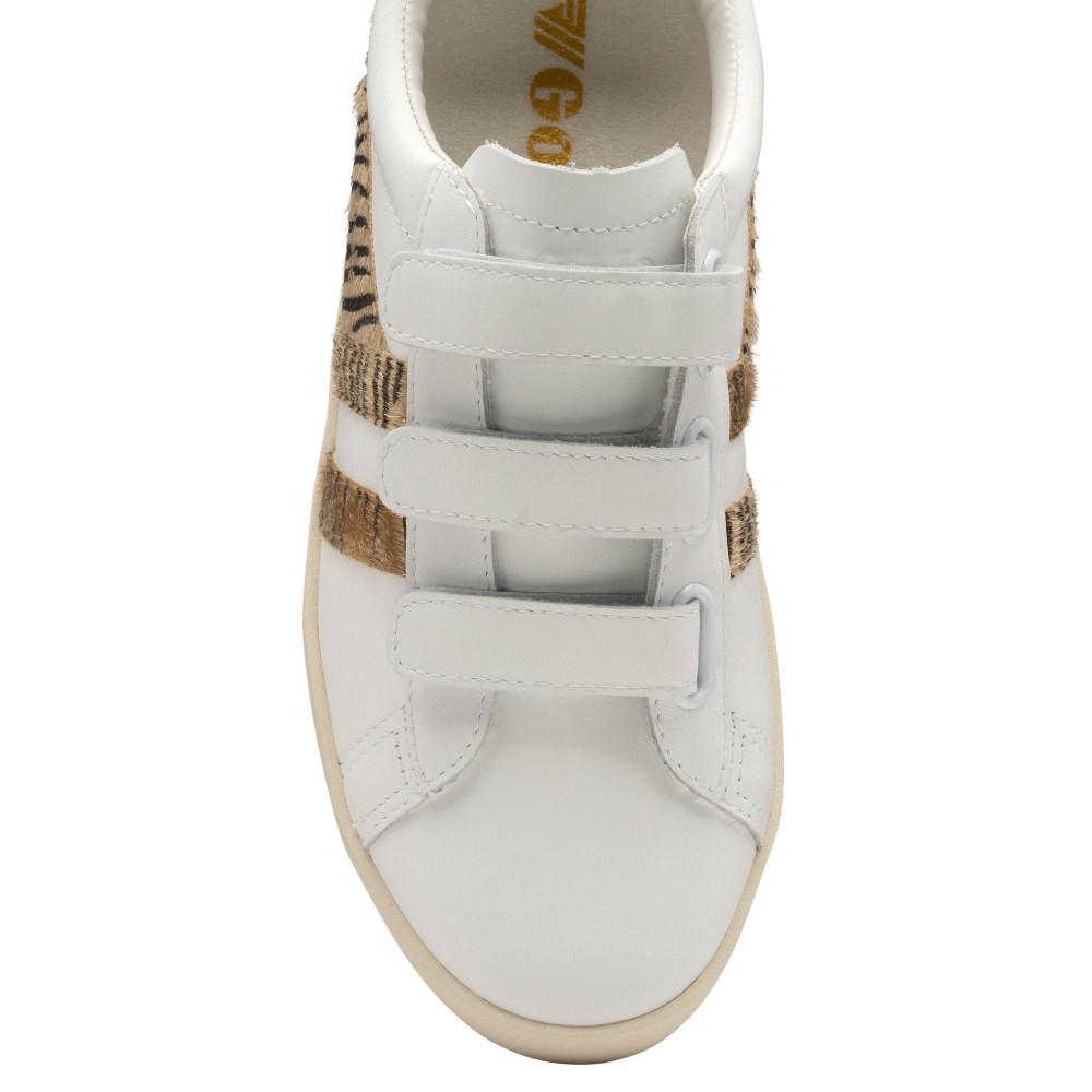 Gola Classics Women's Nova Strap Safari Sneakers - White/Tiger/Hot Coral