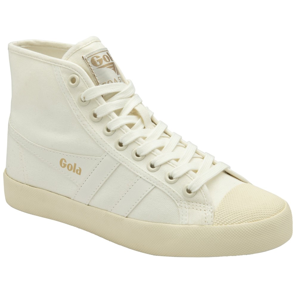 Vegan Gola Classics Women's Coaster High Sneakers - Off White/Off White/Gold