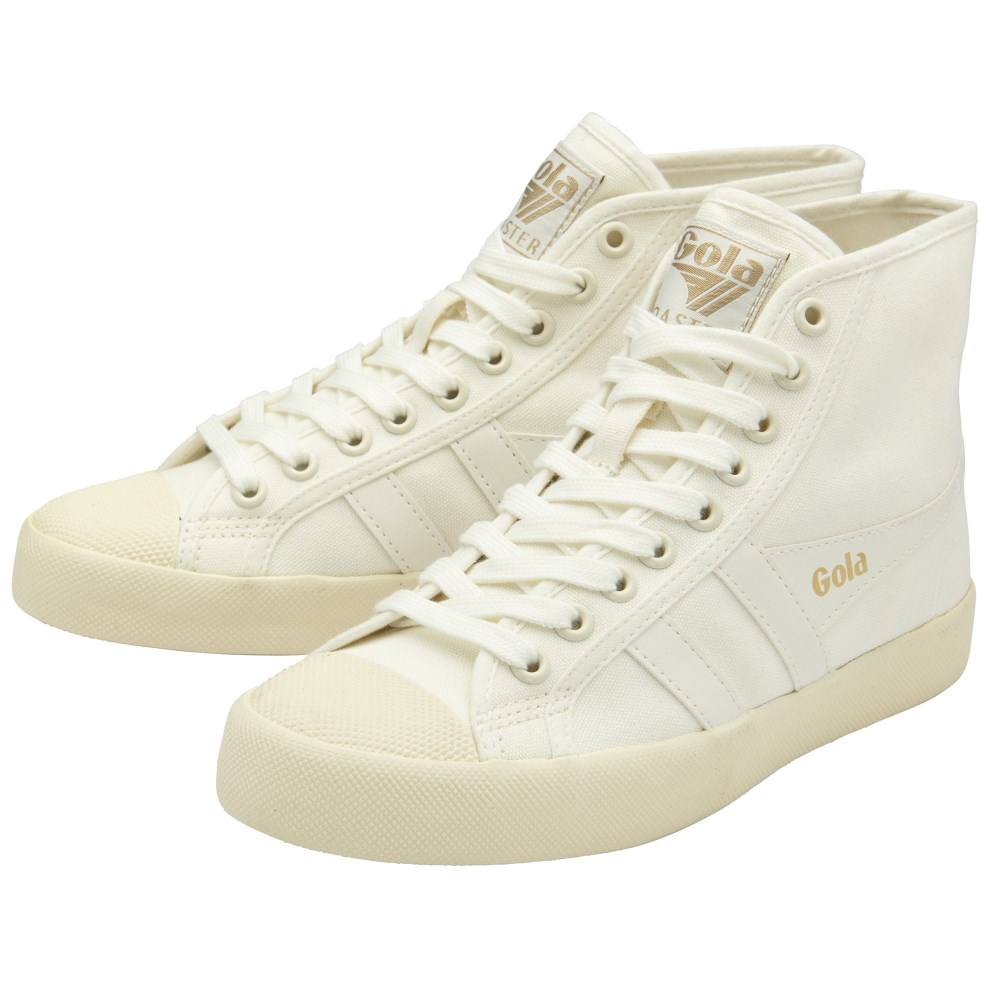 Vegan Gola Classics Women's Coaster High Sneakers - Off White/Off White/Gold