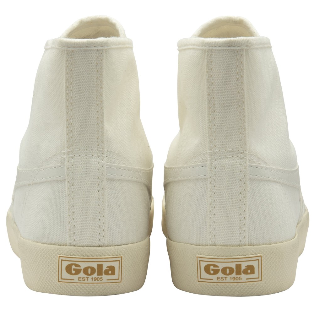 Vegan Gola Classics Women's Coaster High Sneakers - Off White/Off White/Gold