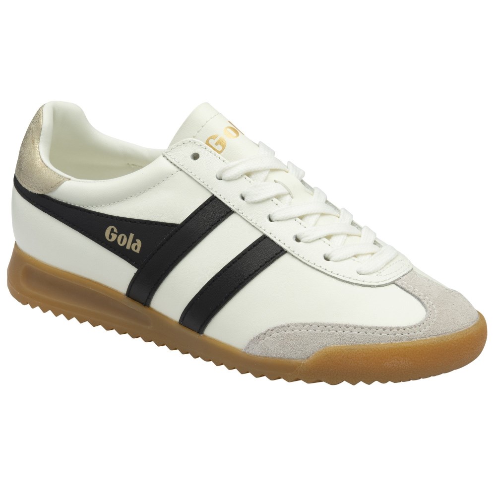 Gola Classics Women's Torpedo Leather Sneakers - Off White/Black/Gold