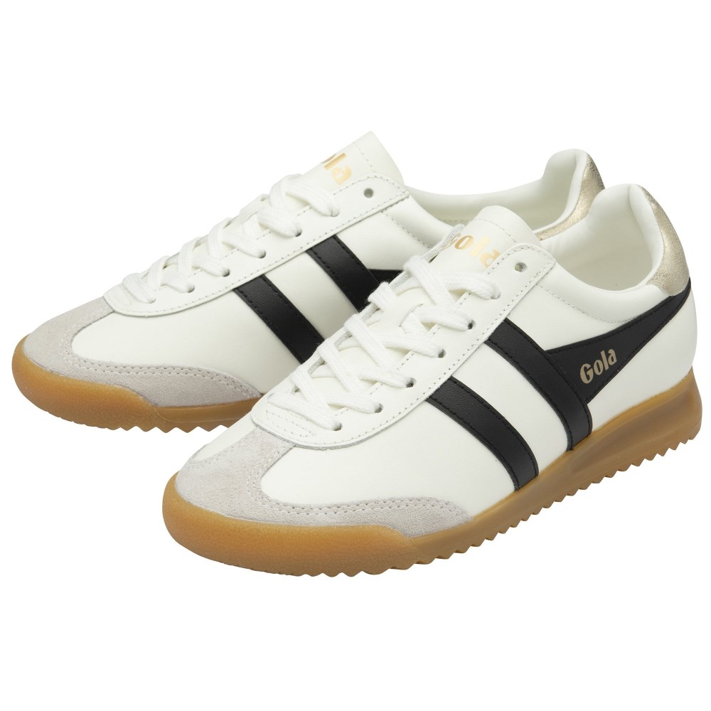 Gola Classics Women's Torpedo Leather Sneakers - Off White/Black/Gold