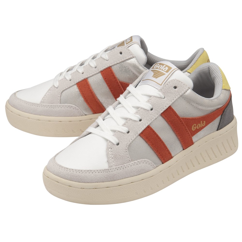 Gola Classics Women's Superslam Blaze Sneakers - Silver/Hot Coral/Limelight