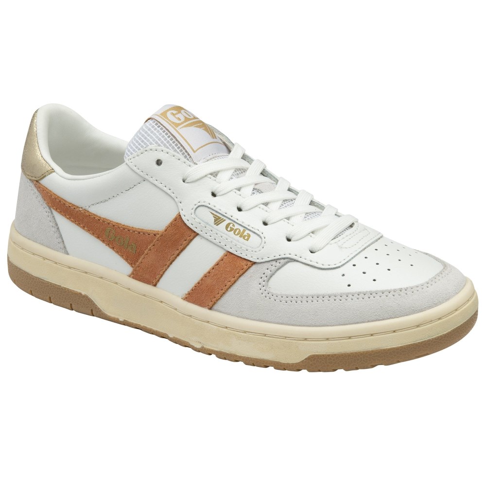 Gola Classics Women's Hawk Sneakers - White/Terracotta/Gold