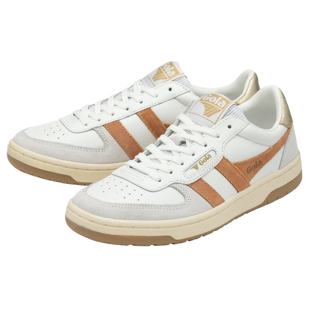 Gola Classics Women's Hawk Sneakers - White/Terracotta/Gold