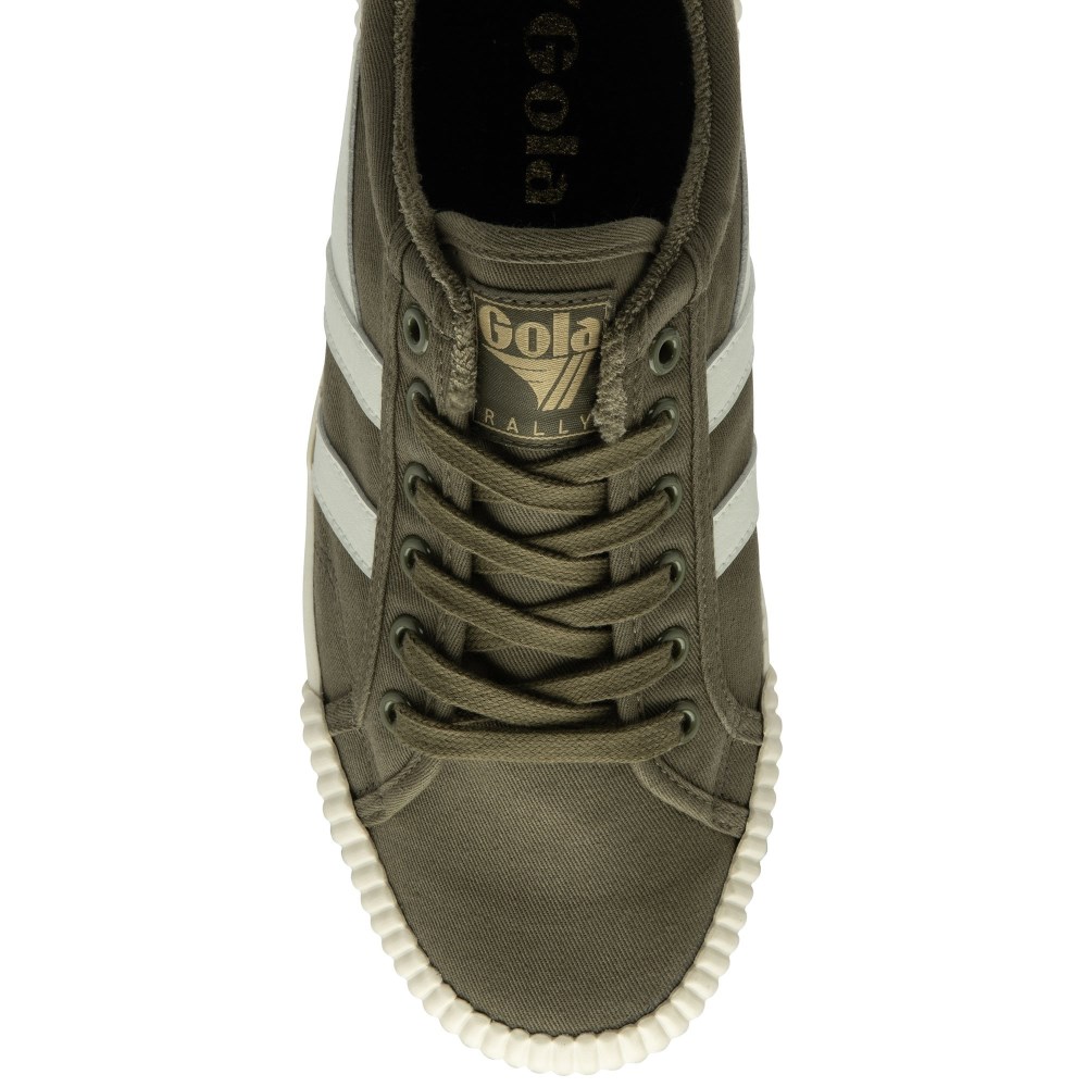Vegan Gola Classics Men's Rally Plimsoll Sneakers - Khaki/Off White/Black