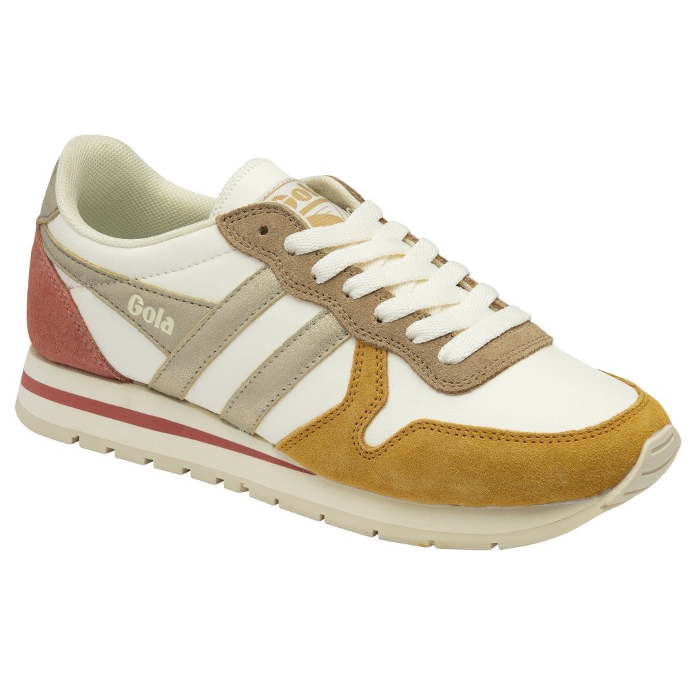 Gola Classics Women's Daytona Quadrant Sneakers - Off White/Sun/Gold/Clay