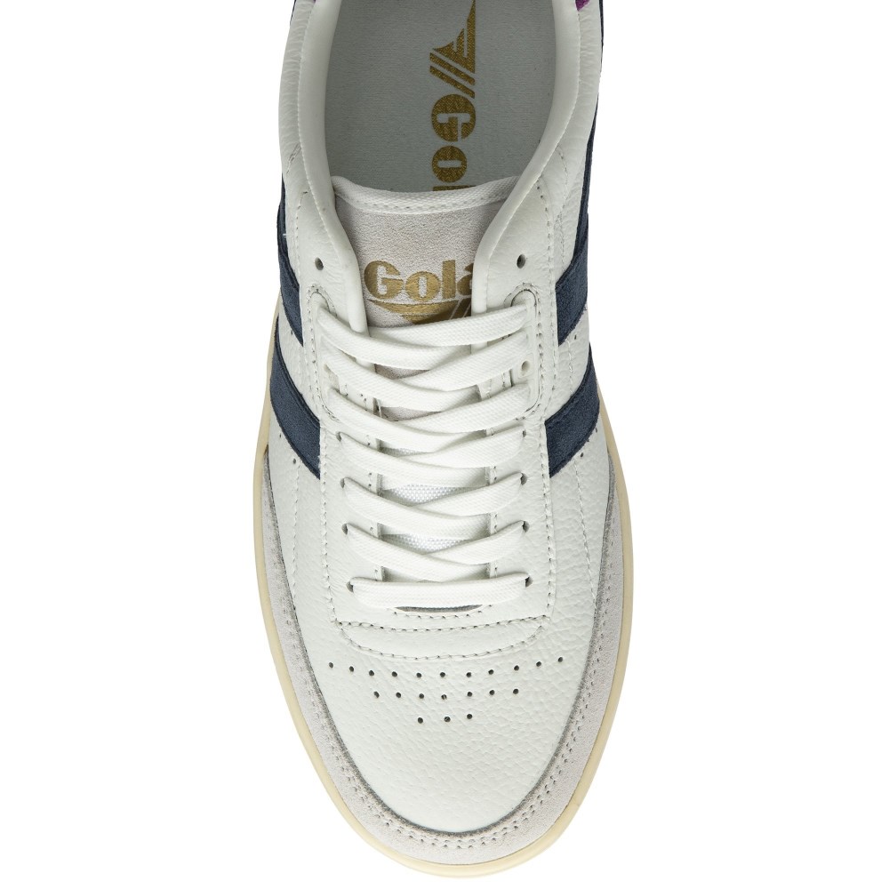 Gola Classics Women's Falcon Sneakers - White/Navy/Foxglove
