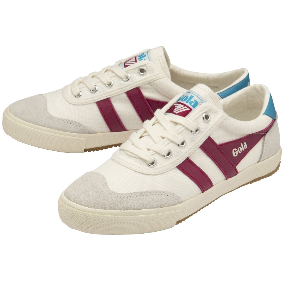 Gola Classics Women's Badminton Sneakers - Off White/Fuchsia/Lagoon