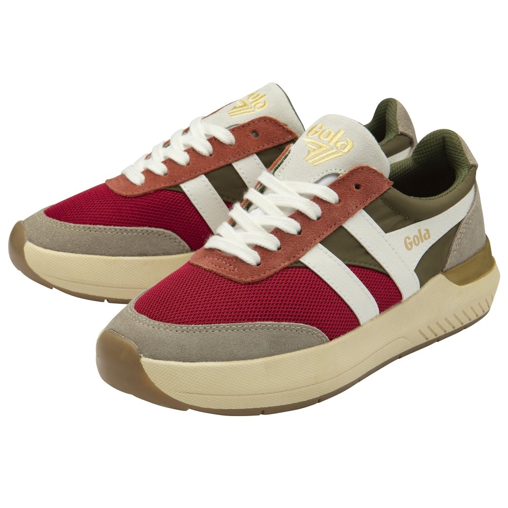 Gola Classics Women's Raven Sneakers - Raspberry/Khaki/Feather Grey