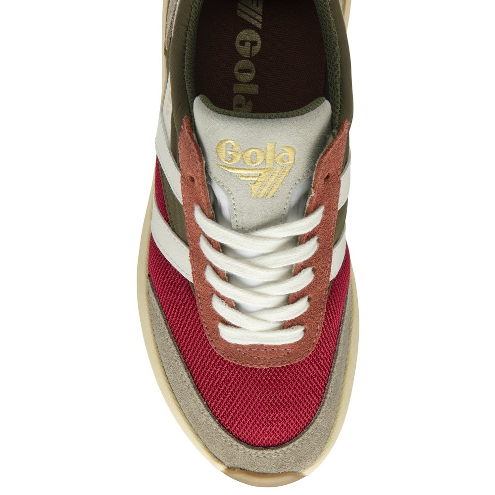 Gola Classics Women's Raven Sneakers - Raspberry/Khaki/Feather Grey