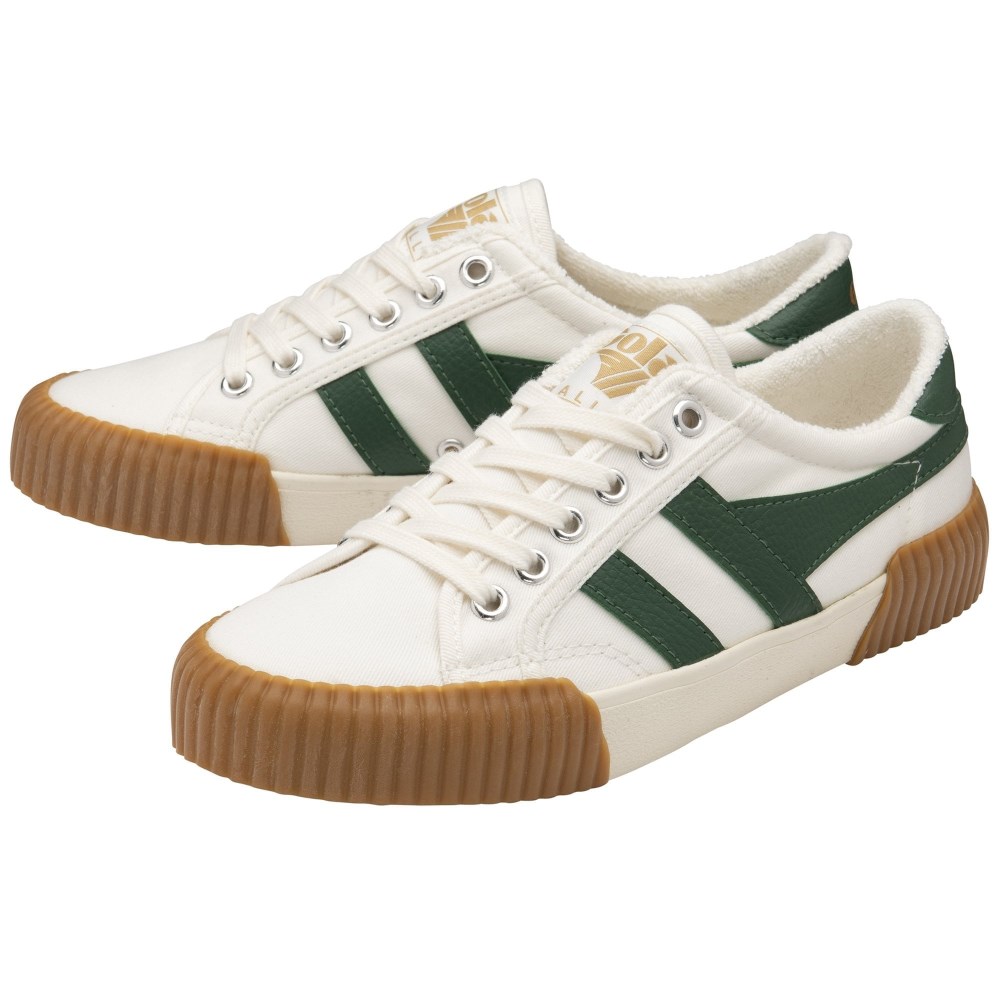 Vegan Gola Classics Women's Rally Plimsoll Sneakers - Off White/Green