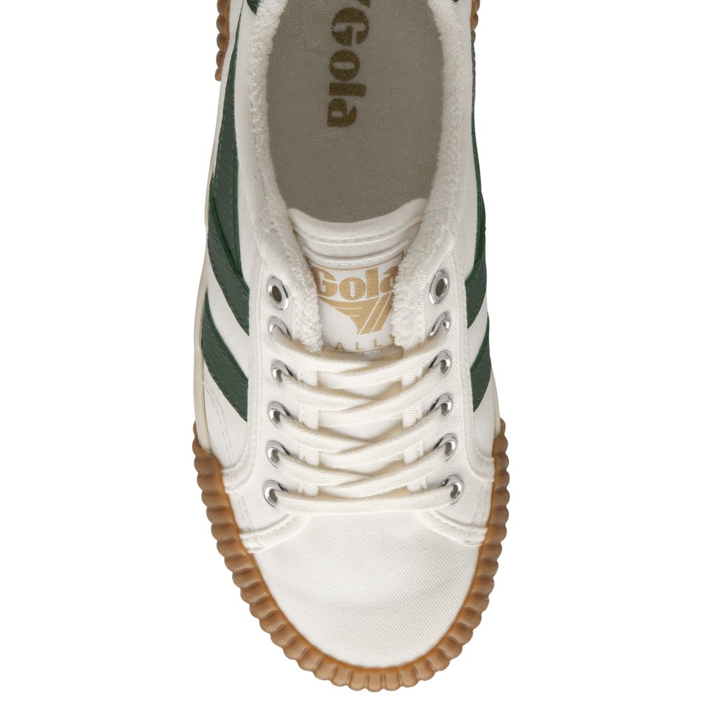 Vegan Gola Classics Women's Rally Plimsoll Sneakers - Off White/Green
