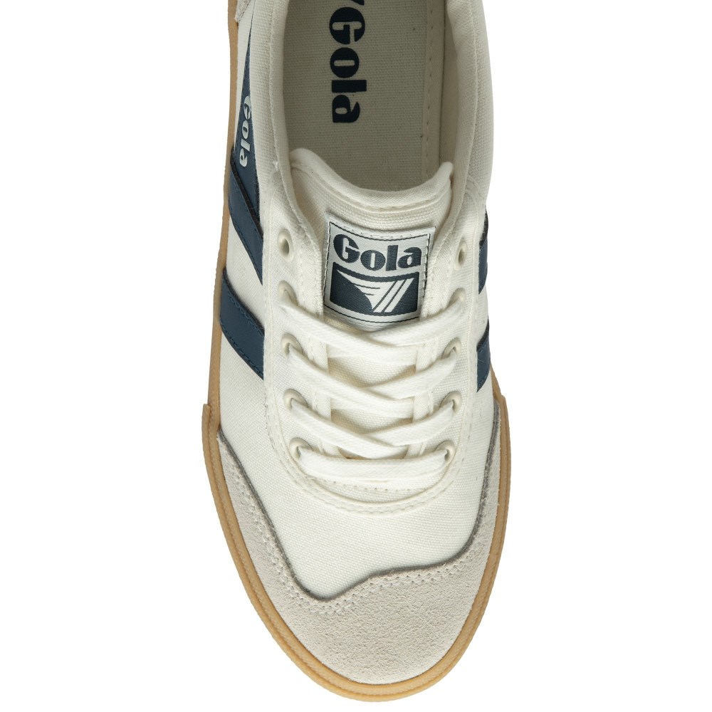 Gola Classics Women's Badminton Plimsoll Sneakers - Off White/Baltic/Gum