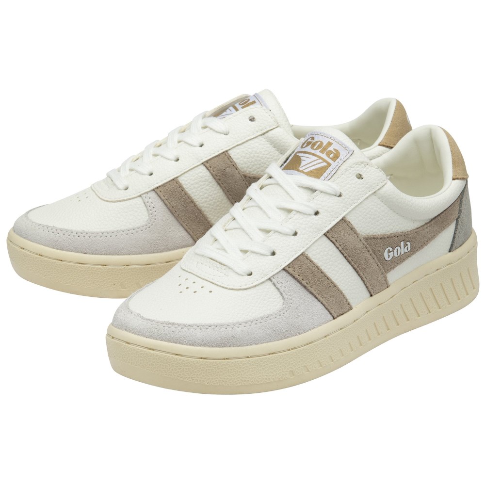 Gola Classics Women's Grandslam Trident Sneakers - White/Feather Grey/Oat