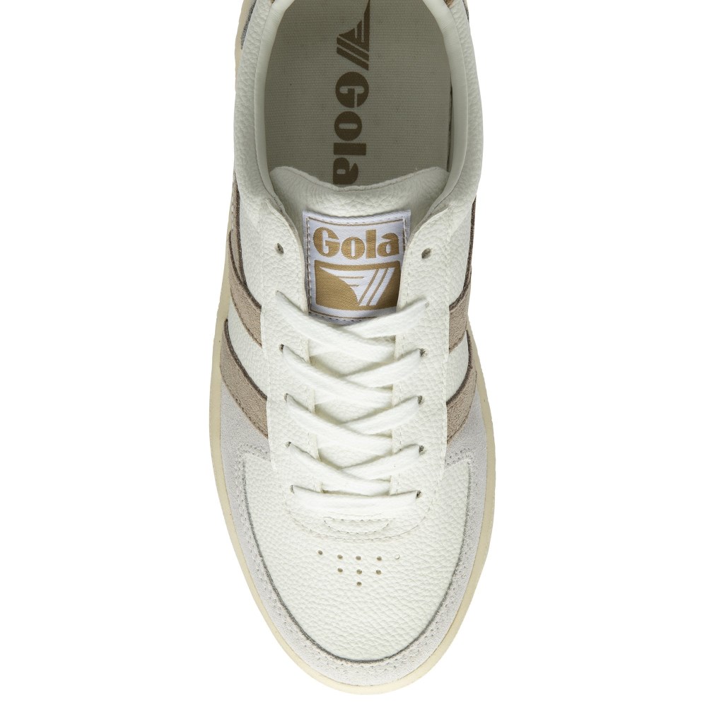 Gola Classics Women's Grandslam Trident Sneakers - White/Feather Grey/Oat
