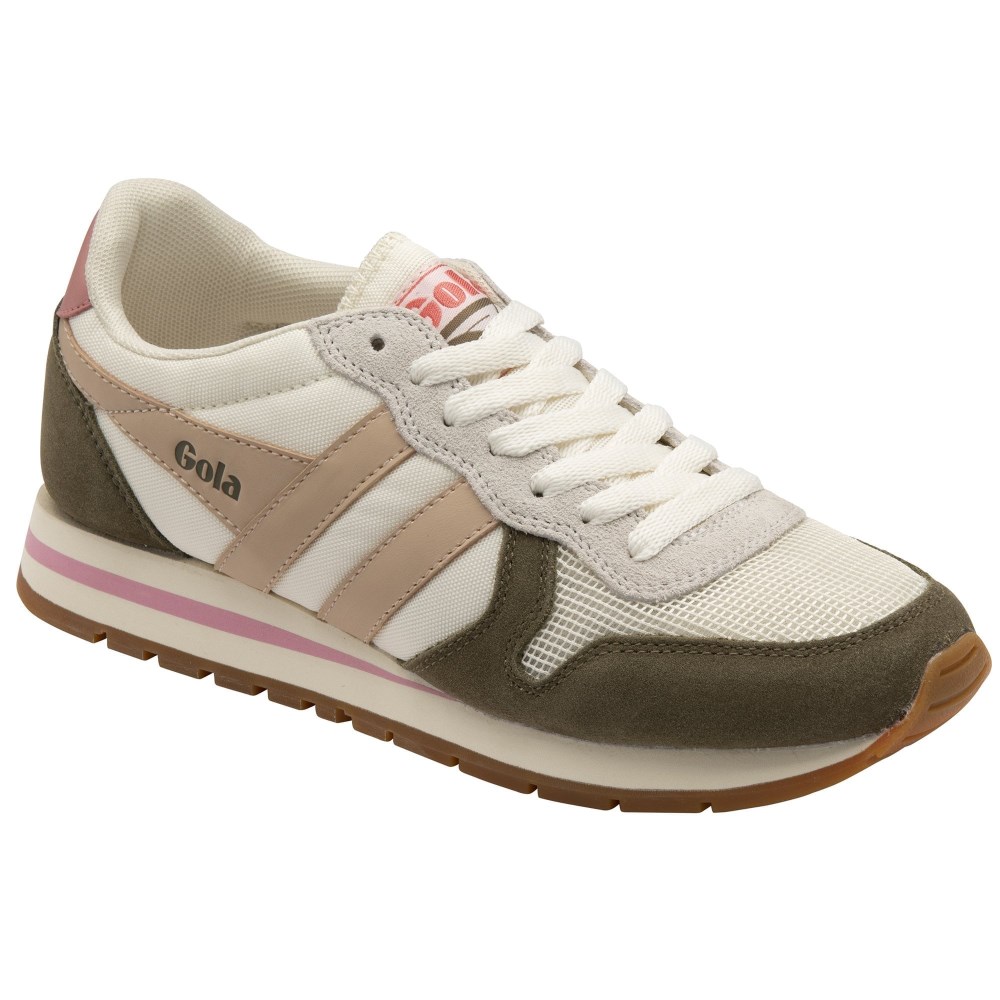 Gola Classics Women's Daytona Sneakers - Off White/Khaki/Pearl Pink