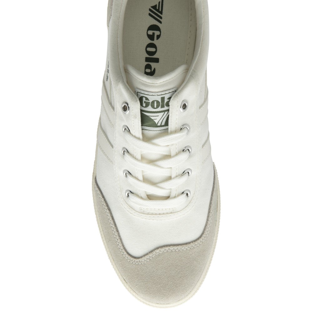 Gola Classics Men's Badminton Plimsoll Sneakers - Off White/Off White/Evergreen