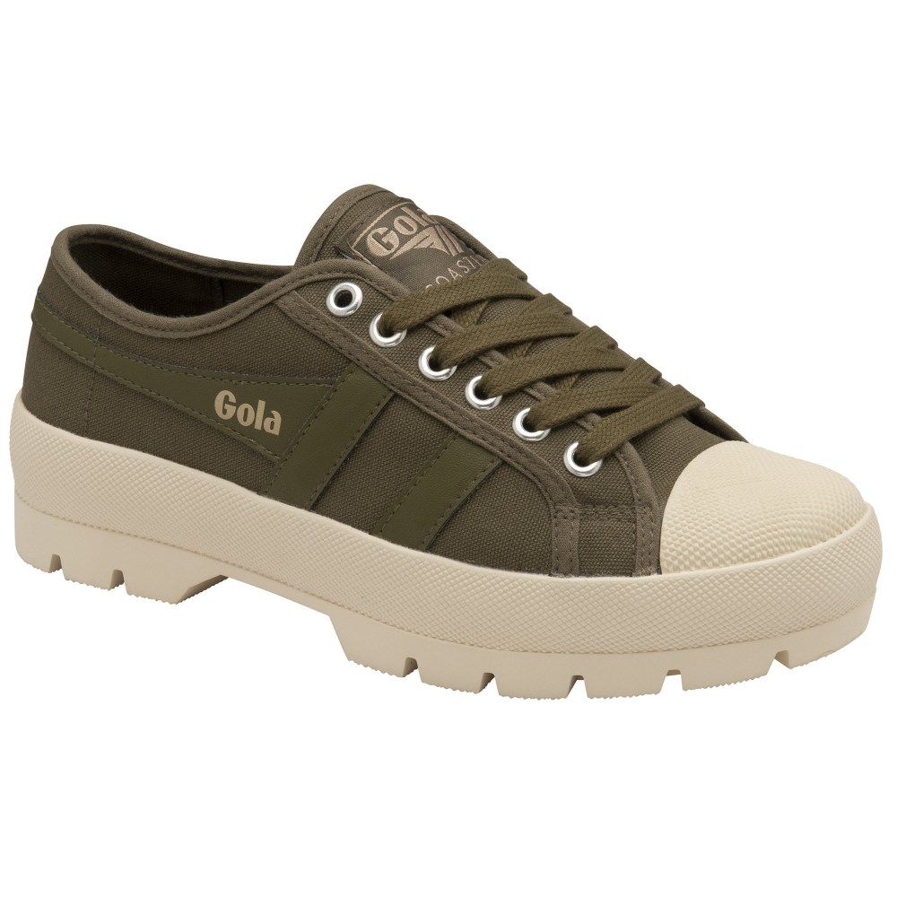 Vegan Gola Classics Women's Coaster Peak Sneakers - Khaki/Khaki/Off White