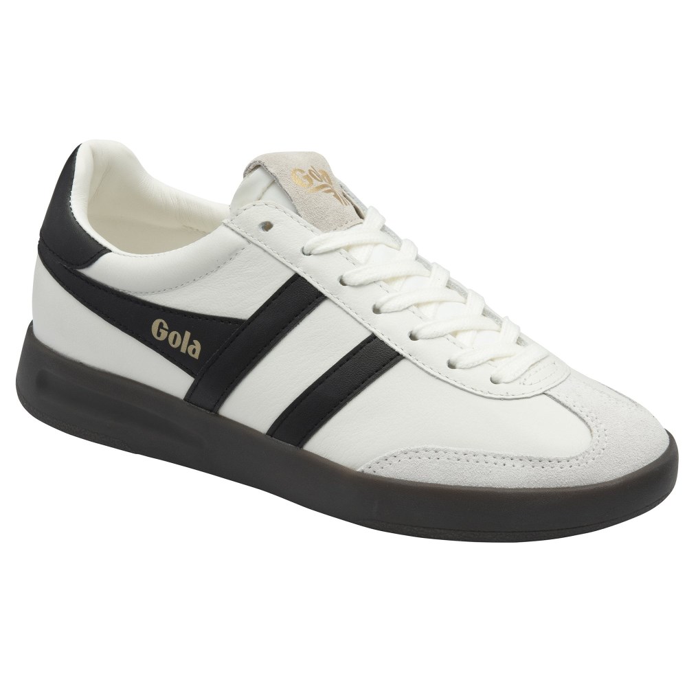 Gola Classics Women's Cyclone Leather Sneakers - White/Black/Dark Gum