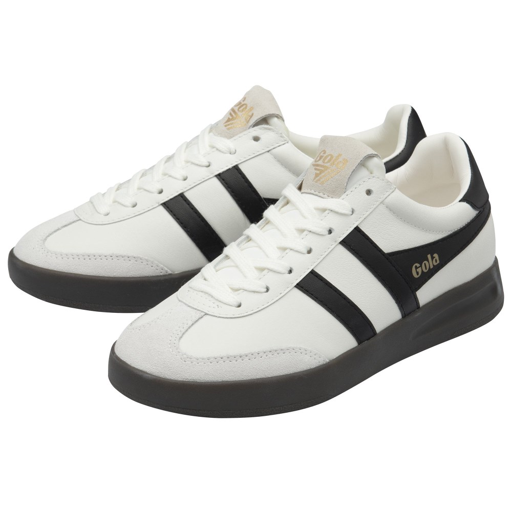 Gola Classics Women's Cyclone Leather Sneakers - White/Black/Dark Gum