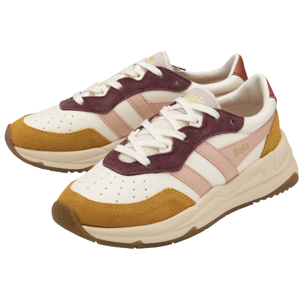 Gola Classics Women's Saturn Quadrant Sneakers - Off White/Sun/Pearl Pink/Orange Spice