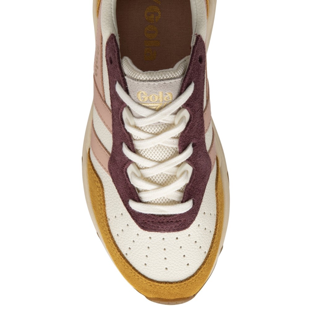 Gola Classics Women's Saturn Quadrant Sneakers - Off White/Sun/Pearl Pink/Orange Spice
