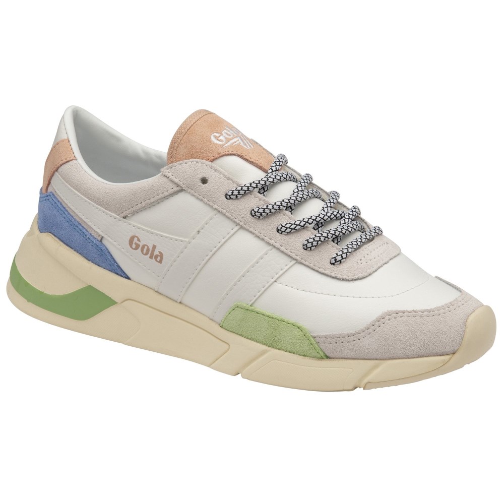 Gola Classics Women's Eclipse Trident Sneakers - White/Patina Green/Vista Blue