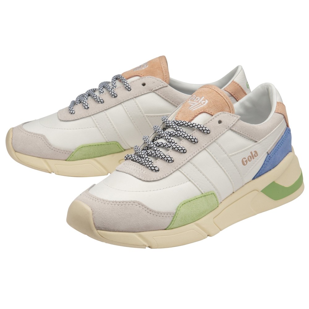 Gola Classics Women's Eclipse Trident Sneakers - White/Patina Green/Vista Blue