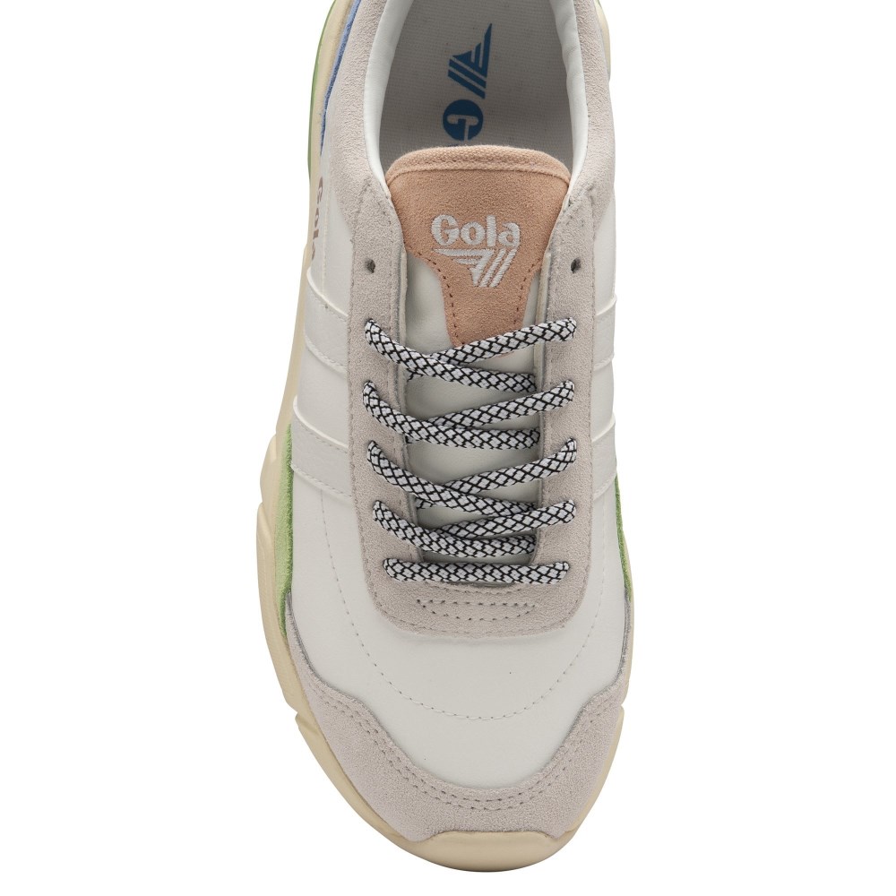 Gola Classics Women's Eclipse Trident Sneakers - White/Patina Green/Vista Blue