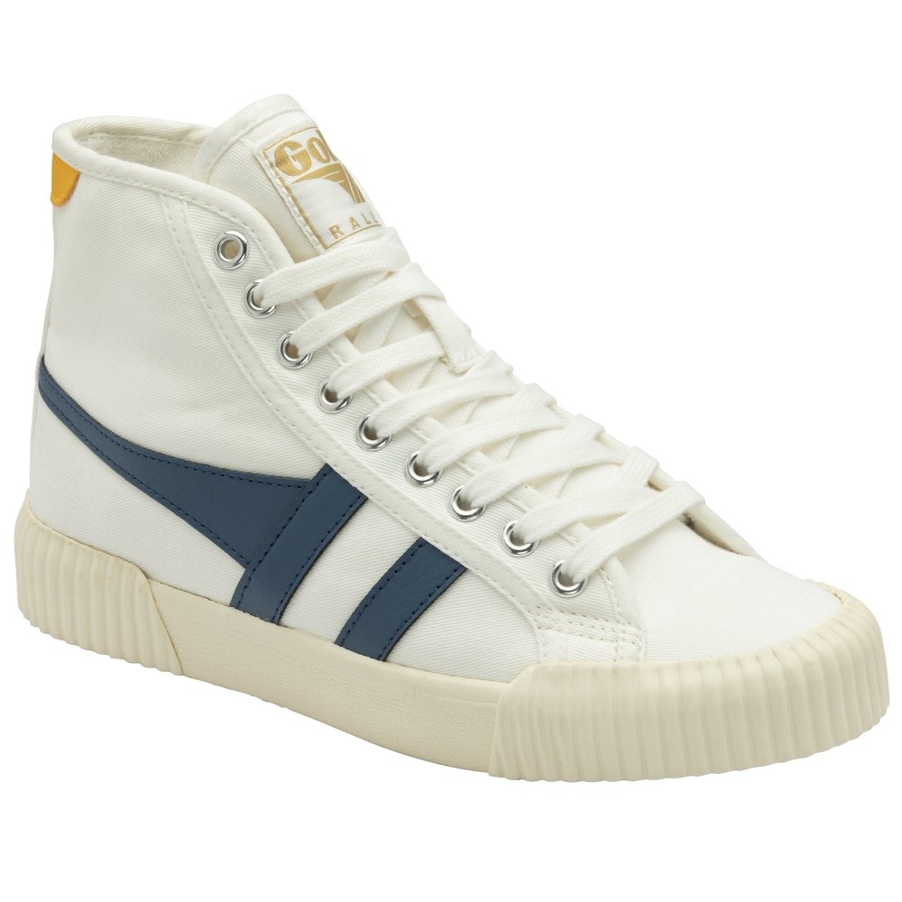 Vegan Gola Classics Women's Rally High Plimsoll Sneakers - Off White/Moonlight/Sun
