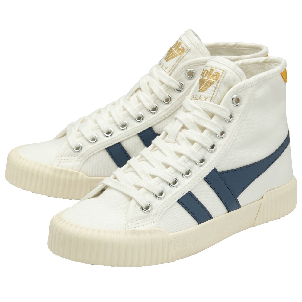 Vegan Gola Classics Women's Rally High Plimsoll Sneakers - Off White/Moonlight/Sun