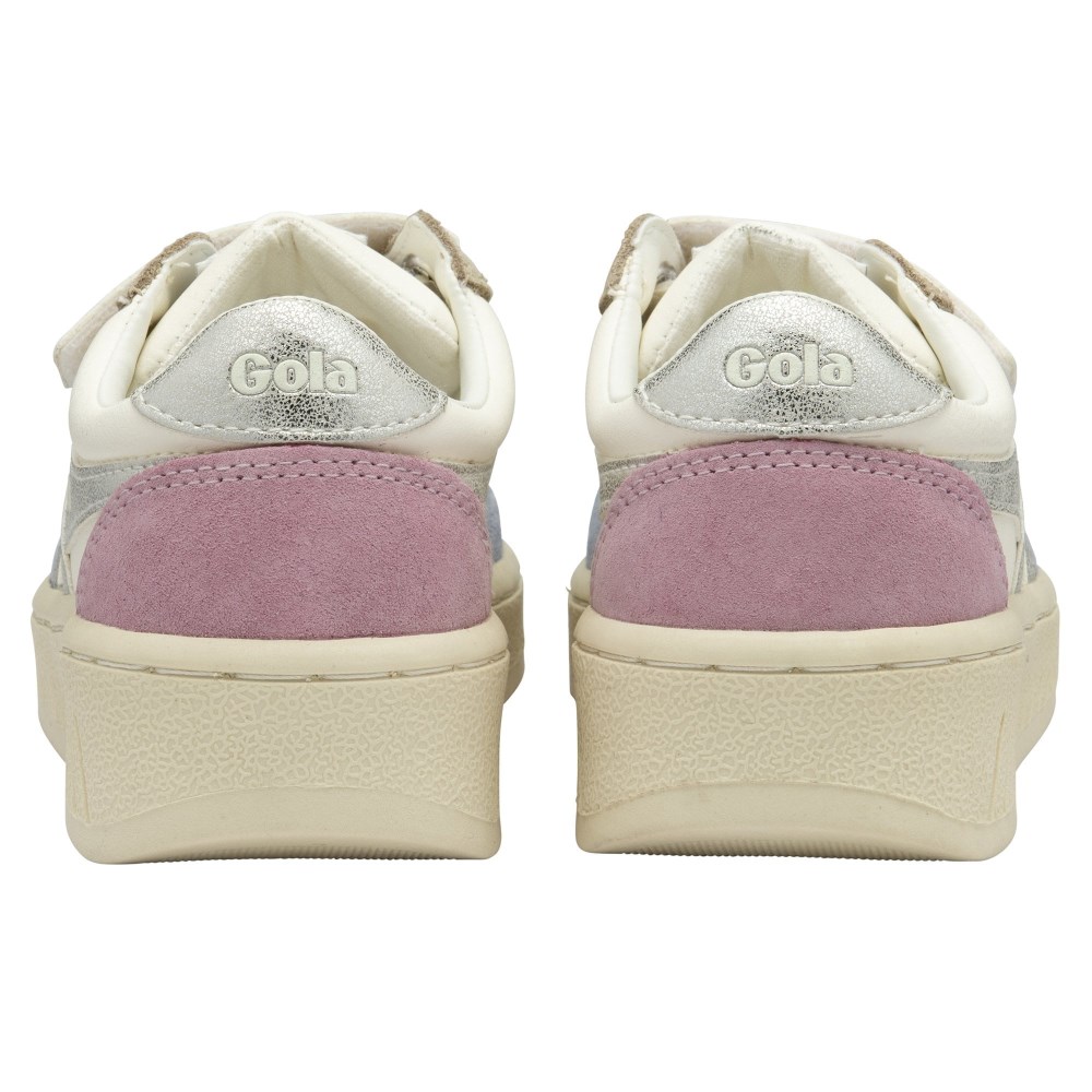 Gola Classics Kids' Grandslam Quadrant Strap Sneakers - Off White/Air/Silver/Candy