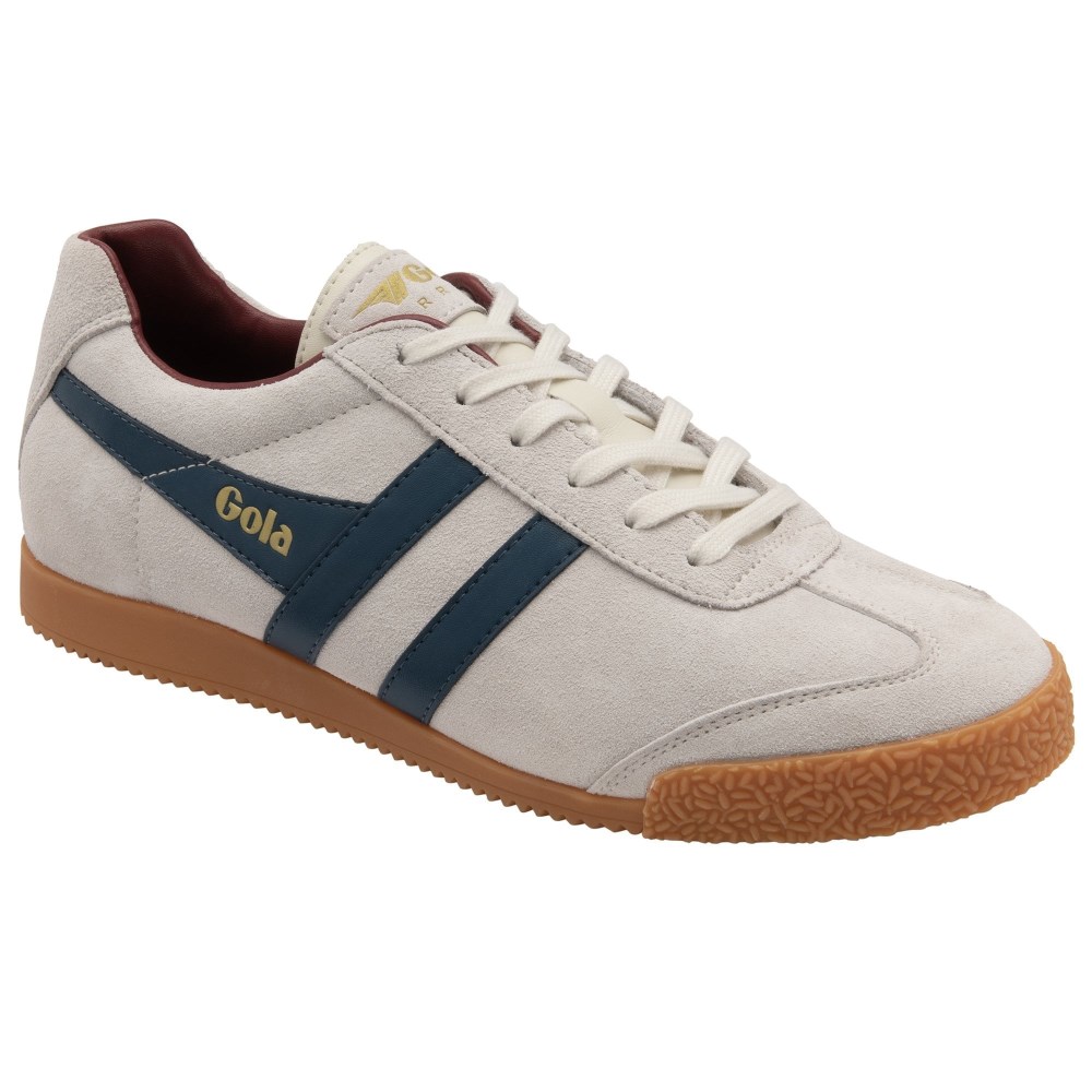 Gola Classics Men's Harrier Suede Sneakers - Off White/Vintage Blue/Deep Red