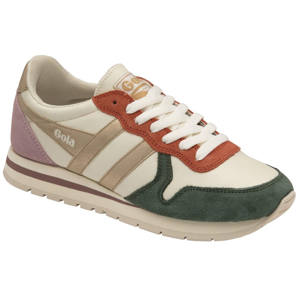 Gola Classics Women's Daytona Quadrant Sneakers - Off White/Sage/Gold/Pastel Pink