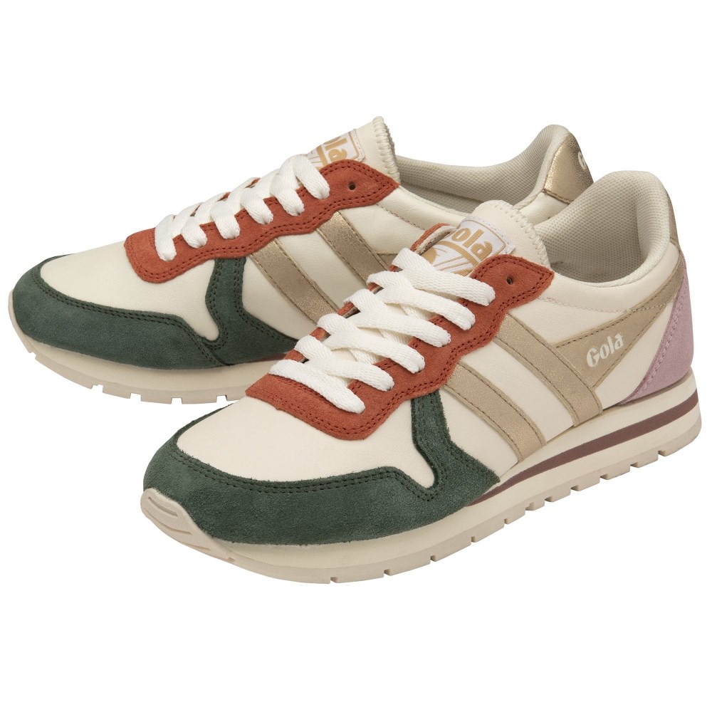 Gola Classics Women's Daytona Quadrant Sneakers - Off White/Sage/Gold/Pastel Pink